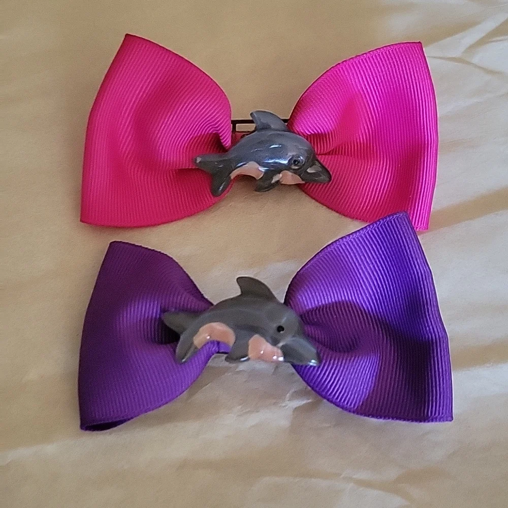 Hair Accessory Dolphin Hair Bow Clips Pink Purple